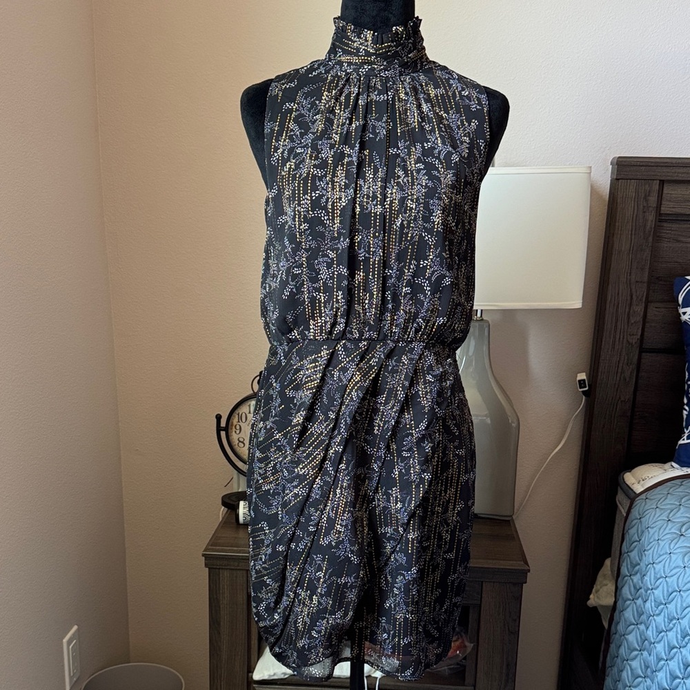 Aqua Black and Gold Mini Dress